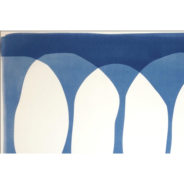 Paper 2026, Nine Lives, Minimalist Horizontal Diptych in Blue Tones, Circles Sequence, Monotype Cyanotype on Paper by Kind of Cyan For Sale - Image 7 of 10