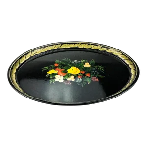 Large Hand Painted Metal Toleware Serving Tray