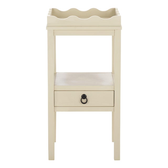 Darlyn Scalloped 1 Drawer Accent Table in Sand For Sale