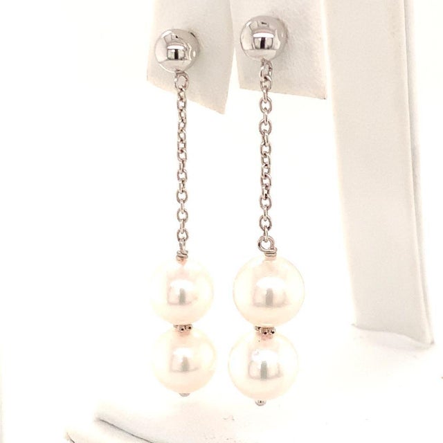 Akoya Pearl Earrings 14k White Gold Certified For Sale - Image 11 of 13