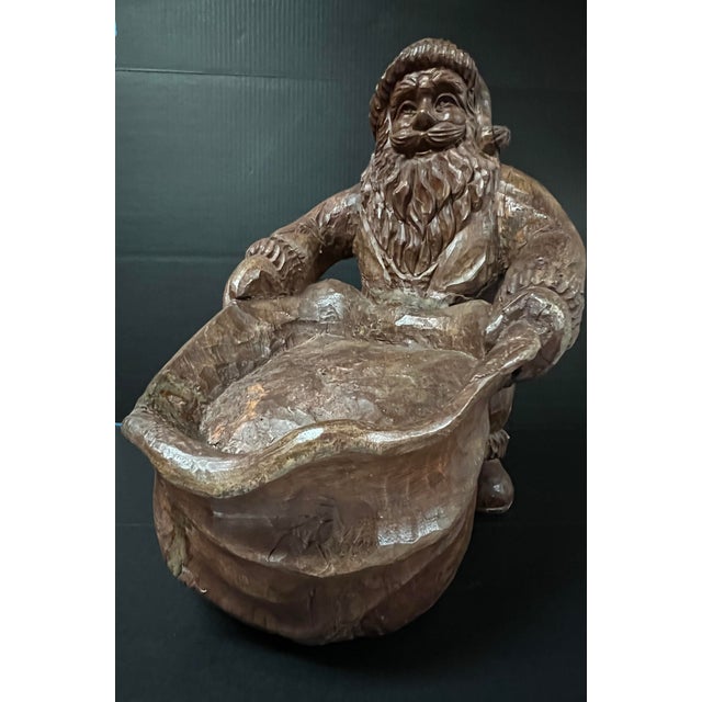 ITEM NAME: Vintage Large Carved Solid Hardwood Paper Mache Mold Santa Claus Sculpture ORIGIN: Philippines AGES: Late 20th...