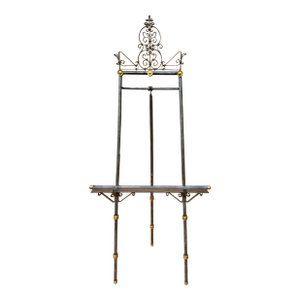 Very Fine Vintage Ornate Steel and Brass Art Painting Easel in the Manner of Maison Jansen
