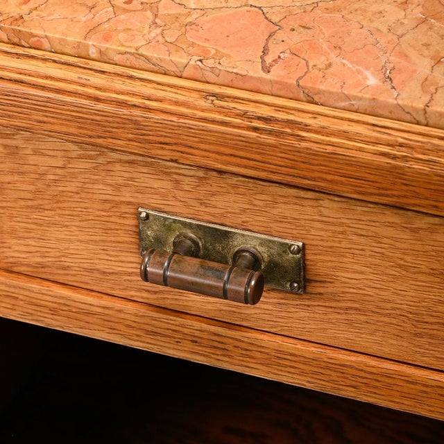 French Art Deco Oak and Marble Nightstands, 1930s, Set of 2 For Sale - Image 12 of 15