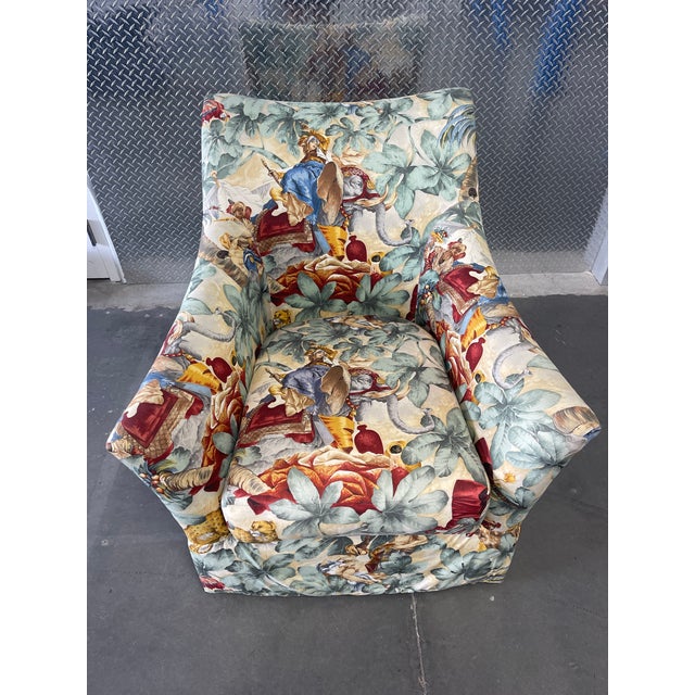 Marge Carson Safari Scene Upholstered Lounge Accent Chair For Sale In Naples, FL - Image 6 of 11