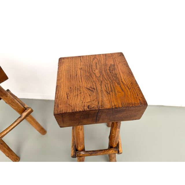 Brutalist Bar Stools, France, 1950s, Set of 2 For Sale - Image 16 of 18