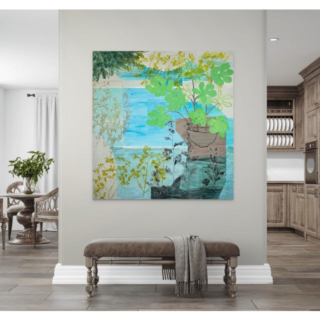 In love with Water and figs, my prints are overlaid on a rich painting of a potted fig.