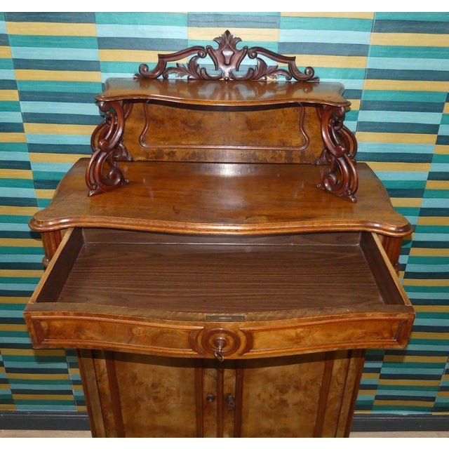 Brown Antique Gründerzeit Vertiko with Top Section, 1920s For Sale - Image 8 of 15