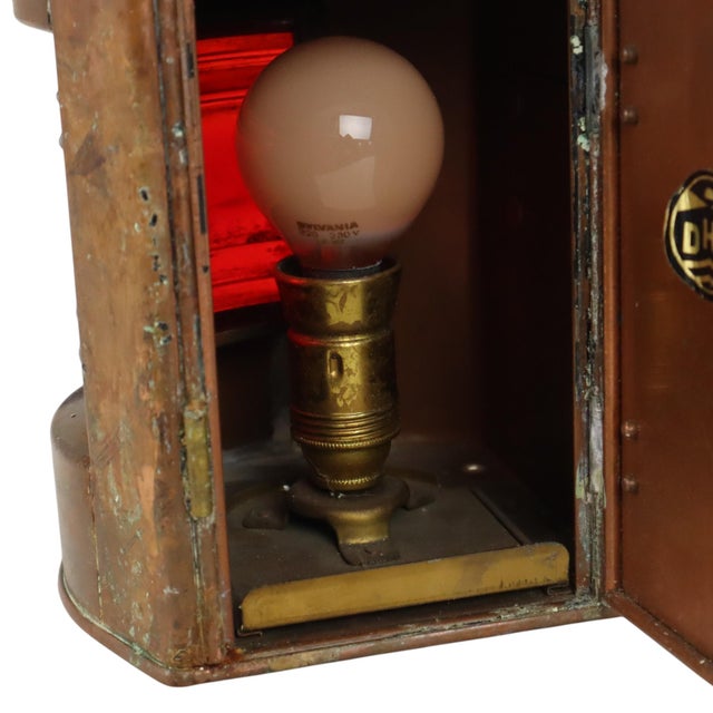 Small DHR Port-Side Maritime Ships Lamp in Copper For Sale - Image 14 of 17