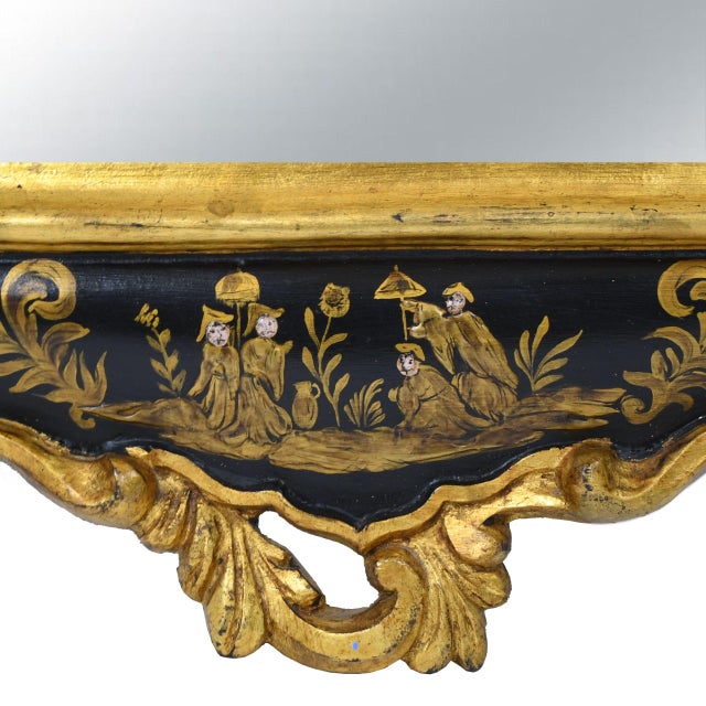 Chinoiserie Chinoiserie Black and Gold Mirror For Sale - Image 3 of 4