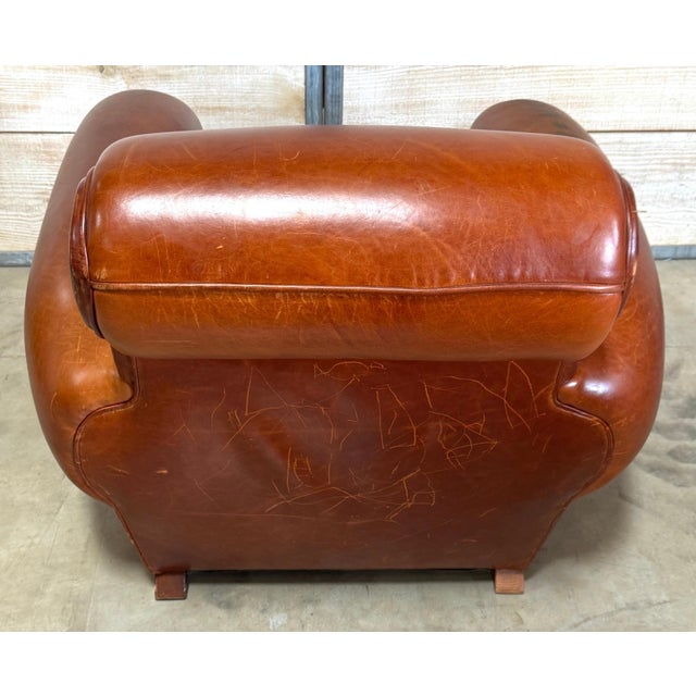 Oversized French Modern Leather Club Chair, France, Circa 1960s For Sale - Image 17 of 18