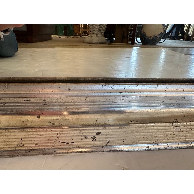 French Silver Gilt Chunky Rectangular Wall Mirror For Sale - Image 10 of 12