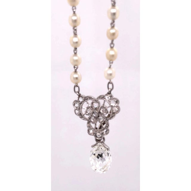 Metal Briolette Diamond Tiffany & Co. Beaded Pearl Necklace With Diamonds For Sale - Image 7 of 12