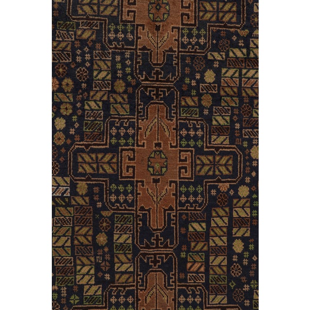 Rug & Kilim’s Baluch Tribal Rug With Navy Blue and Brown Geometric Patterns For Sale In New York - Image 6 of 7