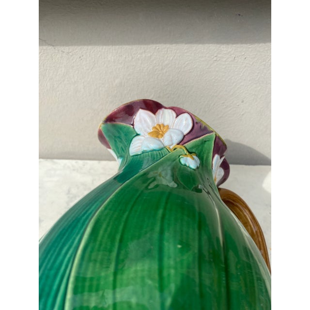 Green 19th Century Victorian Majolica Minton Lily Pitcher For Sale - Image 8 of 10