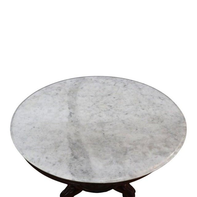 White Late 19th Century Berkey & Gay Renaissance Revival Carved Rosewood Oval Marble Top Center Table For Sale - Image 8 of 10