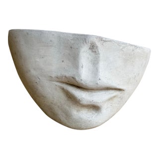 Vintage Campania International Sculptural “Faccia” Face Planter / Organic Modern Cast Stone / Concrete Vessel For Sale