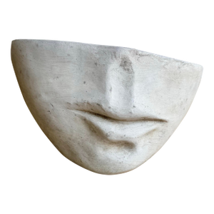 Vintage Campania International Sculptural “Faccia” Face Planter / Organic Modern Cast Stone / Concrete Vessel