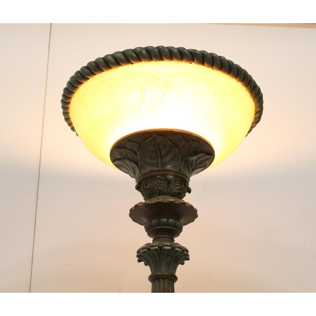 Late 20th Century Large Clawfoot Base Roman God Torchiere Floor Lamp For Sale - Image 5 of 11