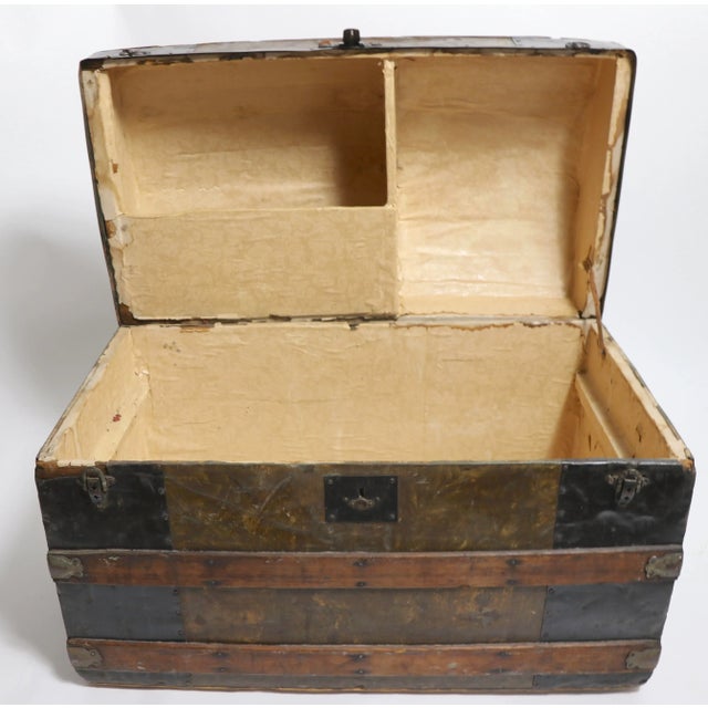 Brown Antique American Dome Top Trunk For Sale - Image 8 of 13