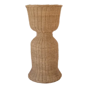 Vintage Boho Wicker Rattan Pedestal Plant Stand