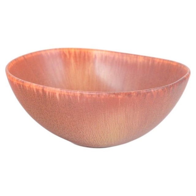 Organically Shaped Warm Rose Glazed Bowl by Carl-Harry Stålhane for Rörstrand For Sale - Image 5 of 5