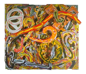 Frank Stella Vintage 1999 Pop Art Lithograph Calendar Print " Silverstone " 1981