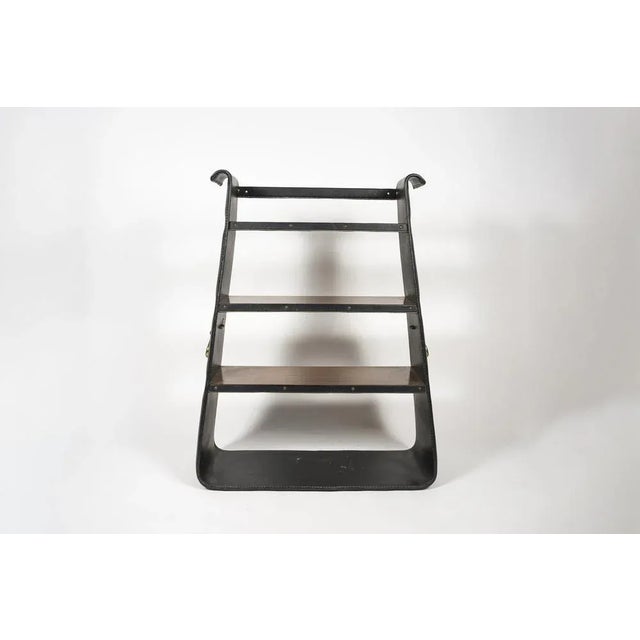 Mid-Century Modern Leather Covered Shelf by Jacques Adnet, 1950 For Sale - Image 3 of 10