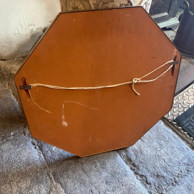 1960s Gio Ponti Style Mid-Century Modern Brass Octagonal Wall Mirror For Sale - Image 11 of 15