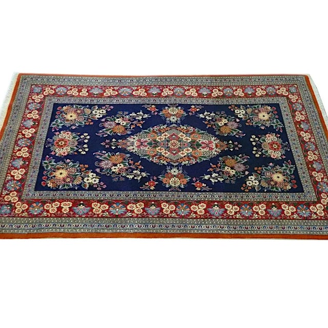 Ghom Rug in Wool and Cotton, 1980s For Sale - Image 8 of 11