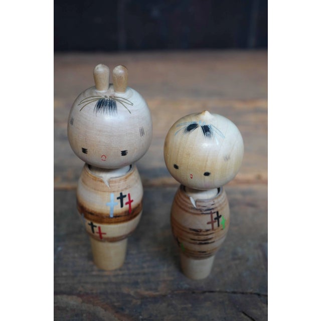 Mid-Century Modern Vintage Sosaku Kokeshi by Maruyama Hougetsu, Japan, 1960s, Set of 2 For Sale - Image 3 of 8