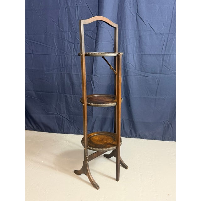 Brown Antique Three-Tier Folding Cake Stand, 1900 For Sale - Image 8 of 11