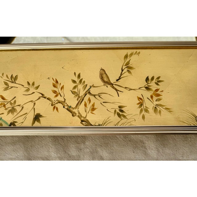 Chinoiserie 1982 LaBarge Chinoiserie Églomisé Decorated Wall Mirror, Signed L. Vanderhill For Sale - Image 3 of 11
