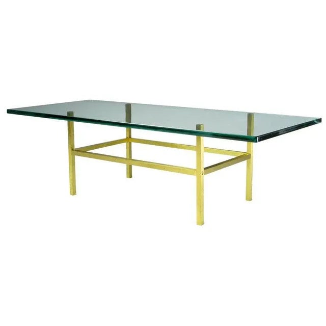 1950s Solid Brass Square Bar Coffee Table After Dunbar For Sale - Image 5 of 5