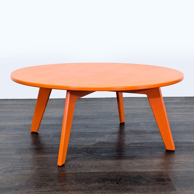 2010s Room & Board Emmet Orange Outdoor Rocking Chair Pair and Table Set For Sale - Image 5 of 9