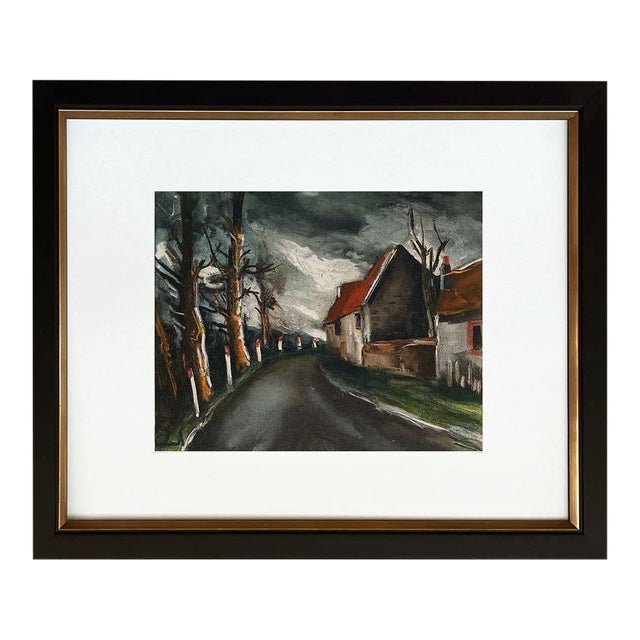 Vlaminck Lithograph 35 the Longny Road 1958 Framed Reproduction For Sale