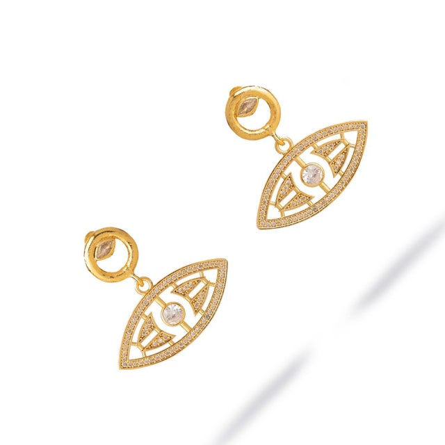 Contemporary Timeless Horizon Eye Gold Earrings, A Pair For Sale - Image 3 of 6