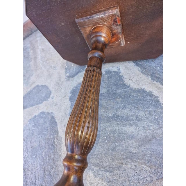 Neoclassical Octagonal Tripod Side Table in Walnut, 1950s For Sale - Image 12 of 18