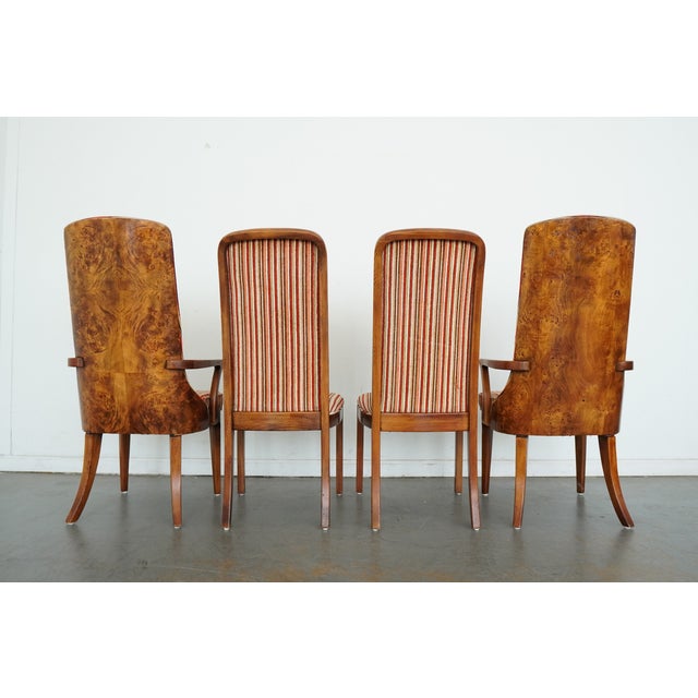 Vintage Attributed to Hickory Manufacturing Co. Burl Wood Dining Chairs (Set of 8) For Sale - Image 9 of 18