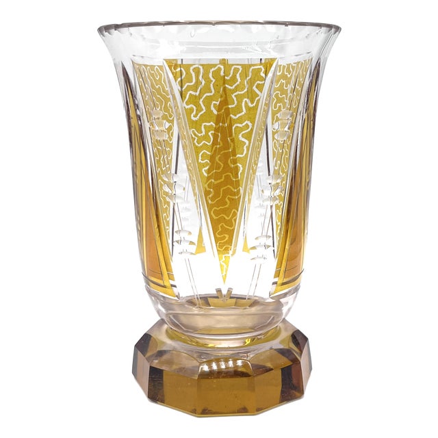 Antique Bohemian Biedermeier Crystal Vase attributed to Moser Carlsbad, 1850 For Sale