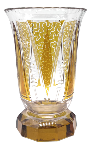 Antique Bohemian Biedermeier Crystal Vase attributed to Moser Carlsbad, 1850
