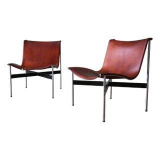 1950s Katavolos, Littell and Kelley Leather and Chrome New York Chairs - A Pair For Sale