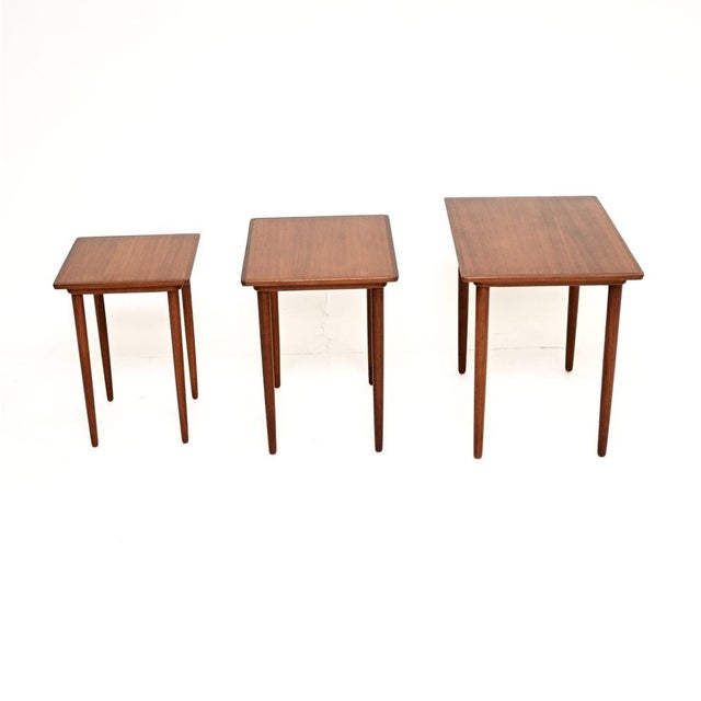 1960s Vintage Danish Teak Nesting Tables attributed to H.W. Klein for Bramin, 1960s, Set of 3 For Sale - Image 5 of 10