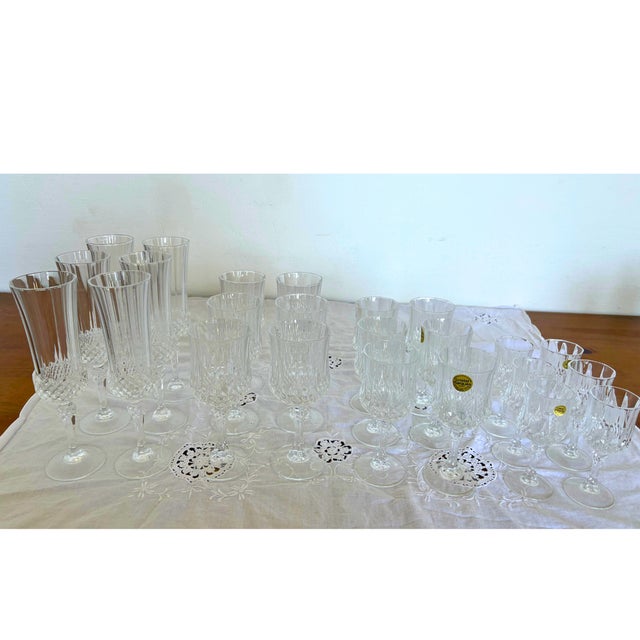 Glass Longchamp Crystal Glasses by Cristal d'Arques, 1970, Set of 24 For Sale - Image 7 of 8