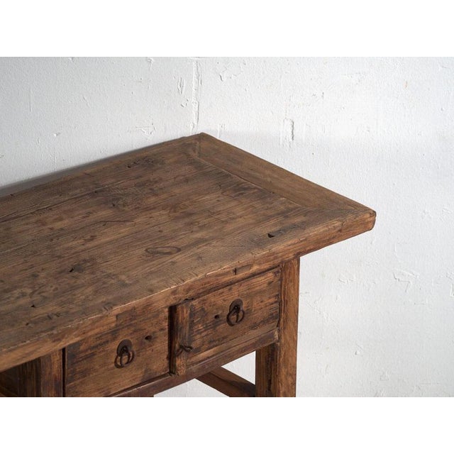 Antique Elm Console Table For Sale - Image 3 of 12