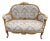 1970 French Louis XVI Gold Beech Damask Settee 1pc For Sale