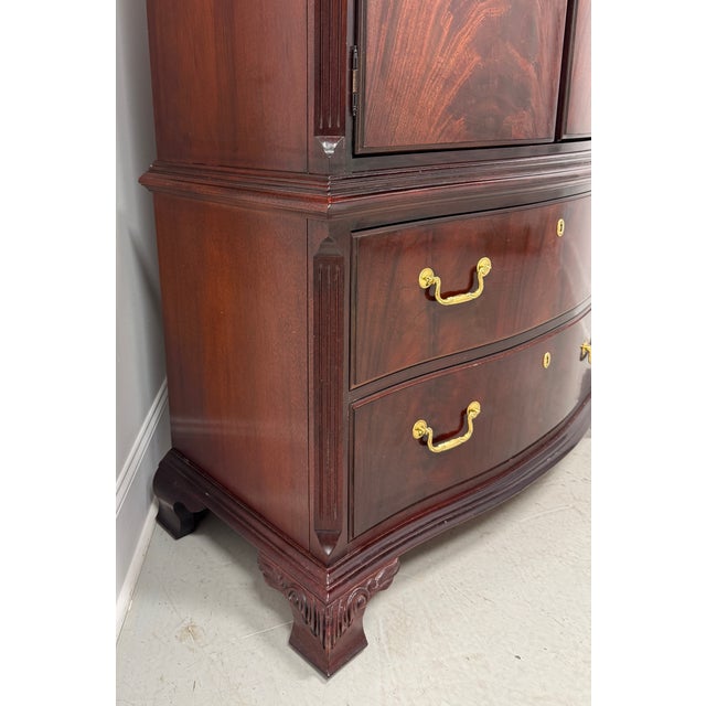 Brown Thomasville Mahogany Chippendale Style Armoire / Linen Press For Sale - Image 8 of 16
