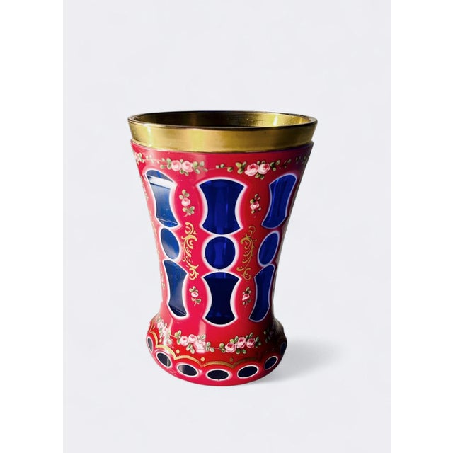 Bohemian Overlay Crystal and Glass Vase, 19th Century For Sale - Image 4 of 5