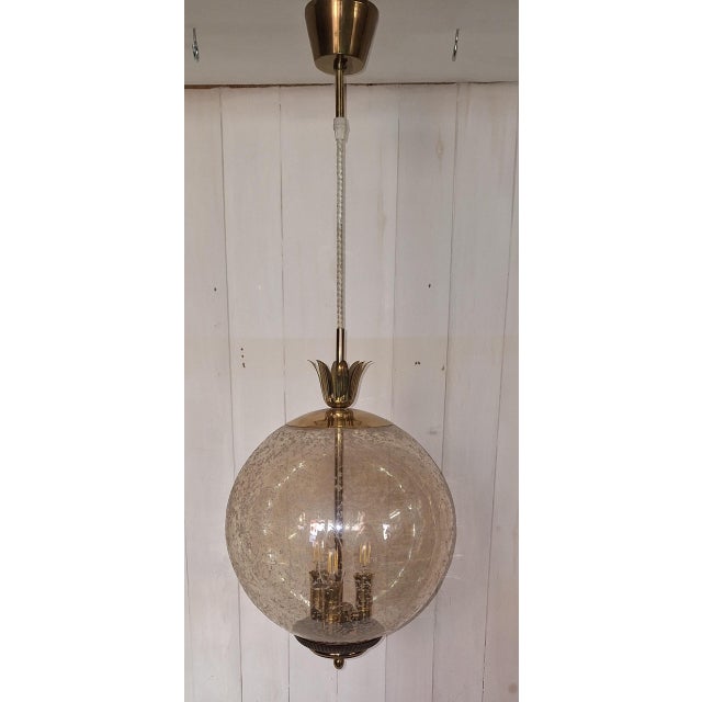 Vintage Ceiling Lamp with Spherical Glass Shade, 1970s, in Very Good conditions. Designed 1970 to 1979 Up to 250V...