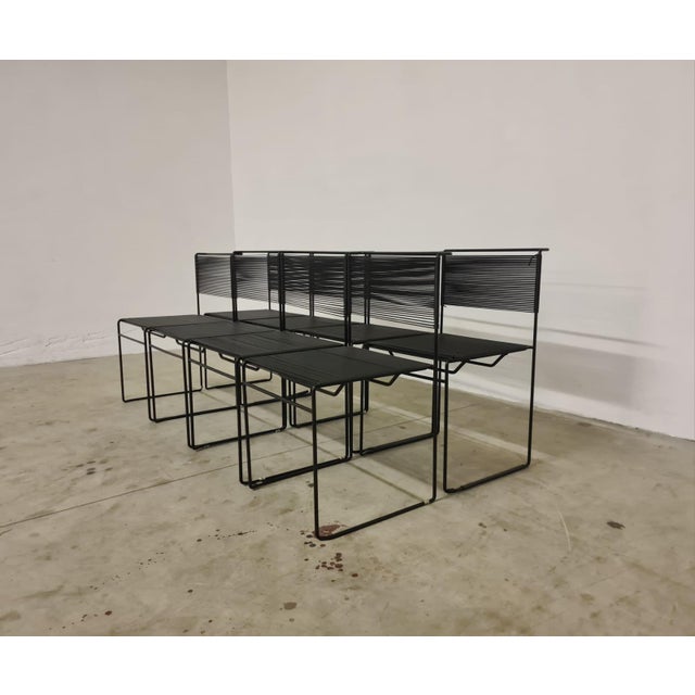 Spaghetti chair flyline by giandomenico belotti cmp padova. series of 8 elegant black chairs nicknamed spaghetti chair....