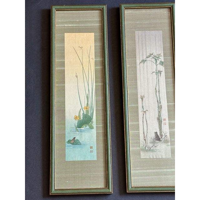 Japanese Koho Shoda Frog Art Vintage Japanese Woodblock Prints, a Pair For Sale - Image 3 of 12